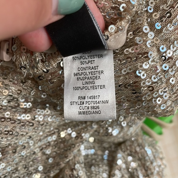 Windsor size M NWT”Bling It On Sequin Ruched Mini Dress” In Natural - Picture 6 of 9